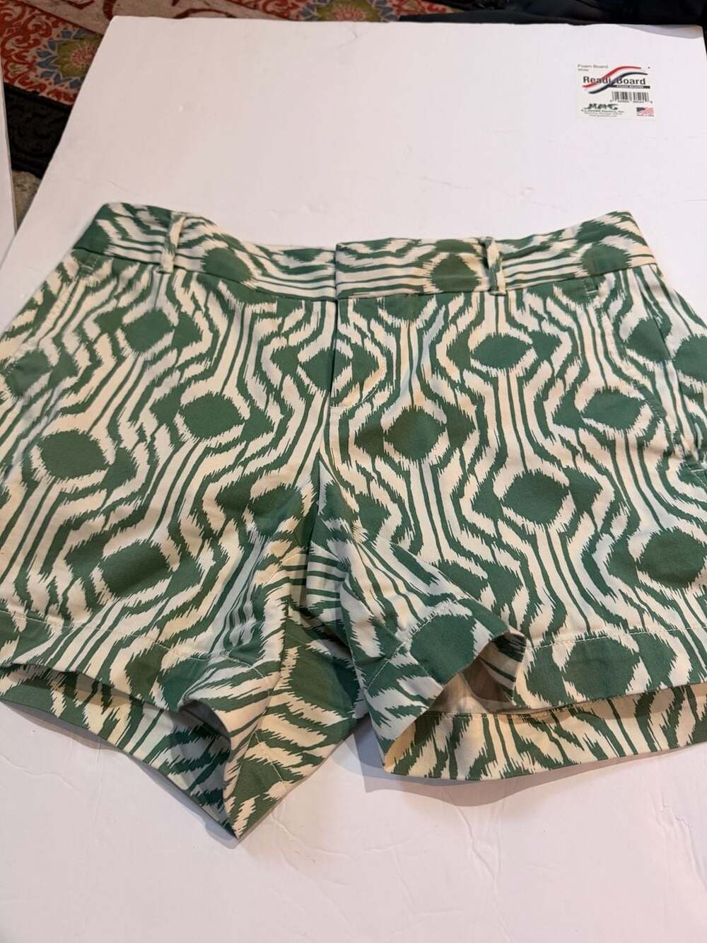 Banana Republic Women's Geometric Ikat Print Casual Shorts Green and White
